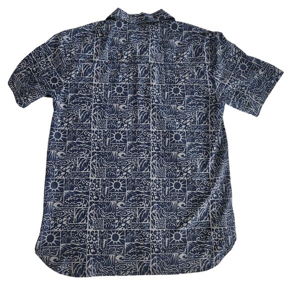 Costa Camp Tech Button Shirt XXL Tiki Print Navy Performance Moisture Wicking - Picture 2 of 10
